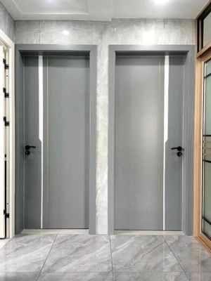 ISO9001 Room Wood Grain Exterior Doors , T45mm Modern Wood Entry Door