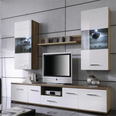 Living Room 3mm TV Cabinet HPL Furniture With Drawers