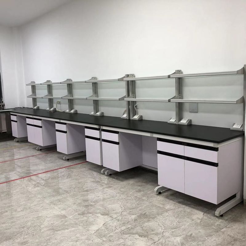 750mm 1.0mm Wall Bench Steel Laboratory Furniture With Reagent Shelf
