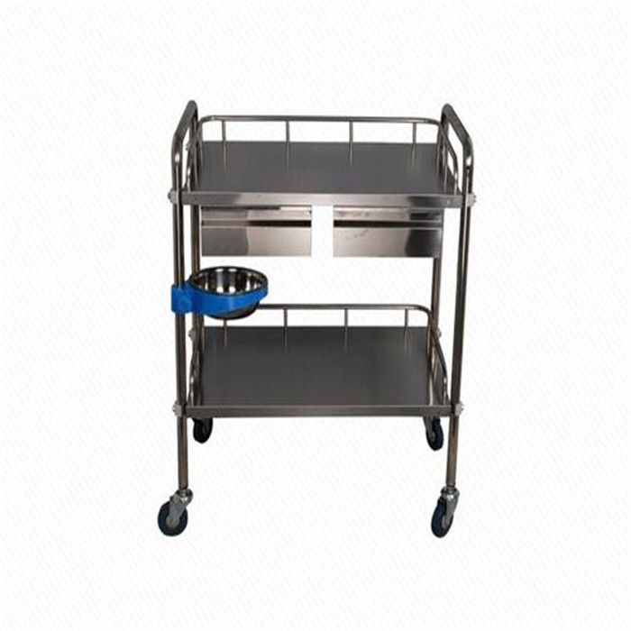 304# Stainless Steel Medical Trolley Cart , 1.5mm Hospital Medicine Cart